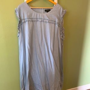 Chambray Ruffle Shift Dress